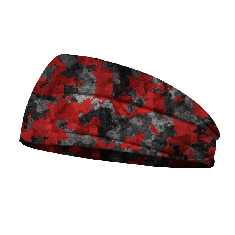 Camouflage Print Men Elastic Yoga Headband Sport Running Sweatband Outdoor Gym Hair Band Turban Fitness Bandage Sweat Bands