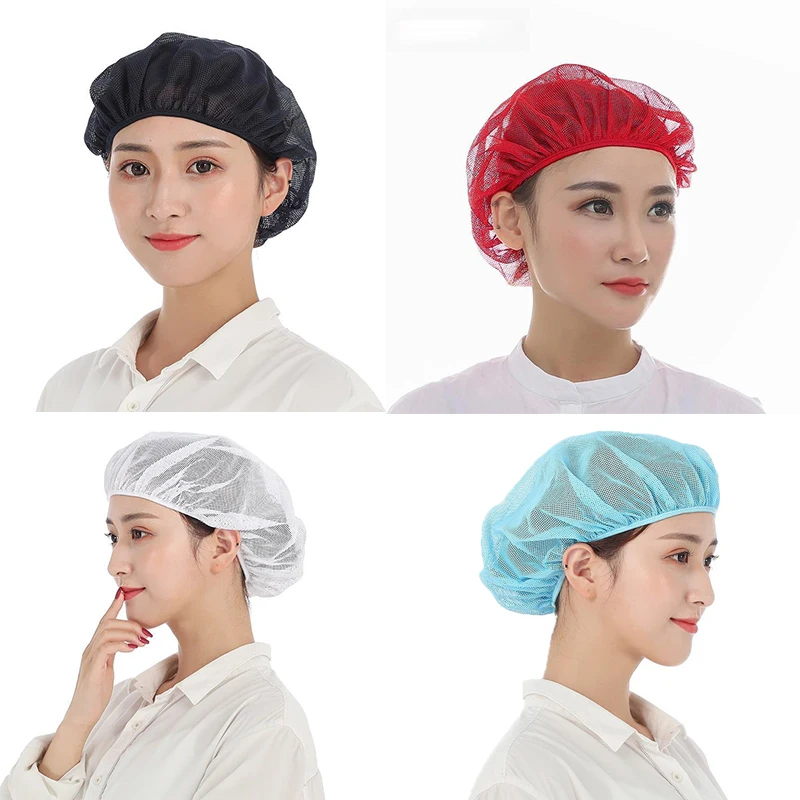 

1 pce Elastic Chef Net Hat Cook Caps Kitchen Health Work Hats Canteen Restaurant Food Service Bakery Baking Women Breathable Cap