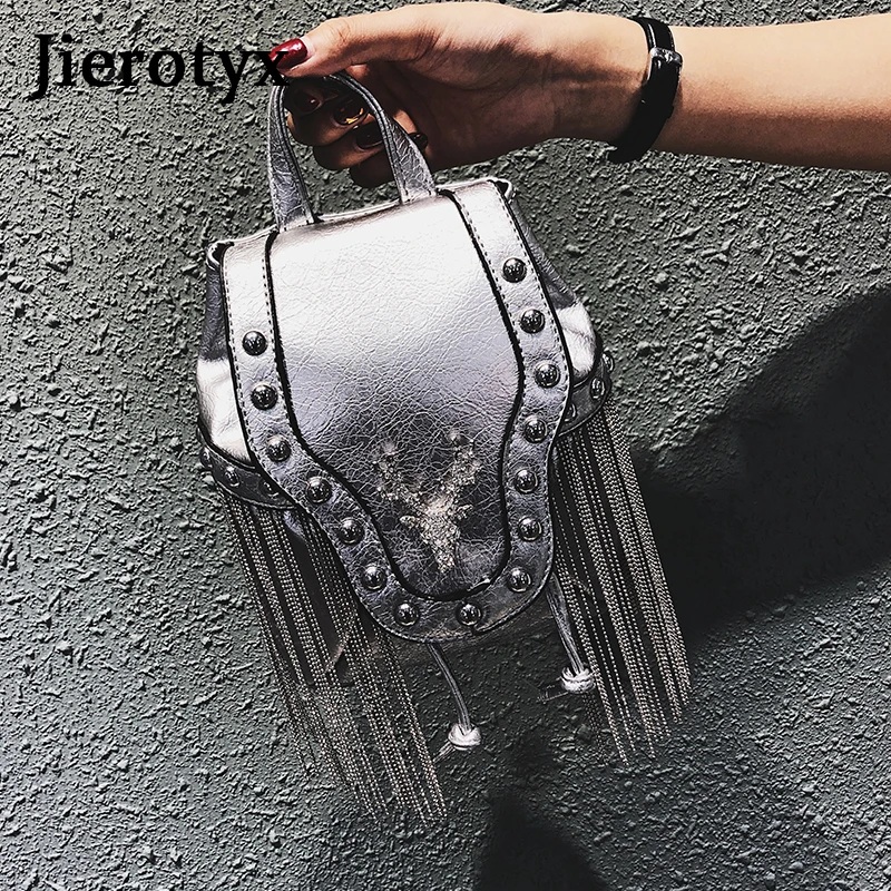 Borsa a tracolla da donna con portamonete portamonete con portamonete Steampunk retrò Vintage in pelle di roccia gotica di moda jierotix 2021