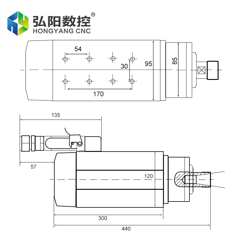 HQD เครื่องกัด CNC 9KW ER32 แกนระบายความร้อนด้วยอากาศมอเตอร์ความเร็วสูง,4 แบริ่งเซรามิค,งานไม้แกะสลักและตัด