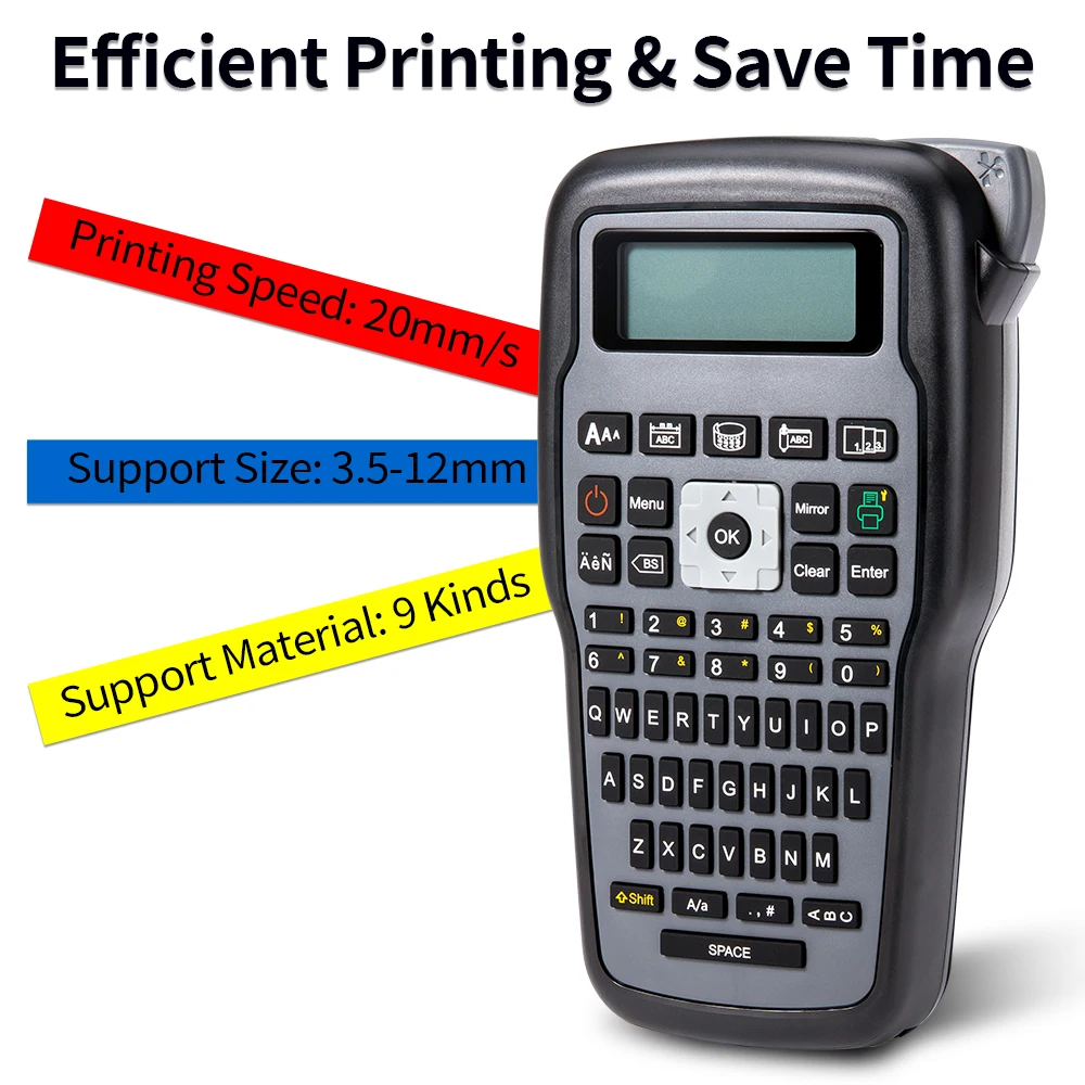 E1000 Label Printer+10PK Tape  Portable Handheld Labeling Machine QWERTY Keyboard Industrial  Compatible for Brother TZe-231 221