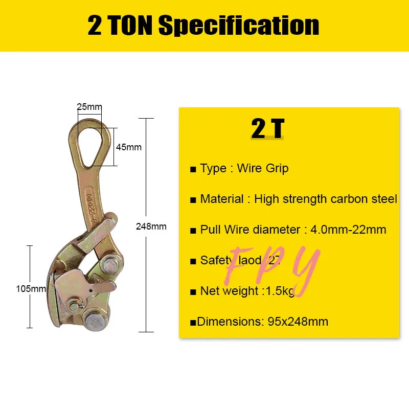 Overhead Cable Clamp Wire Rope Grip 4-22mm Jaw 2Ton(Japanese-style) hand puller come along gripeper