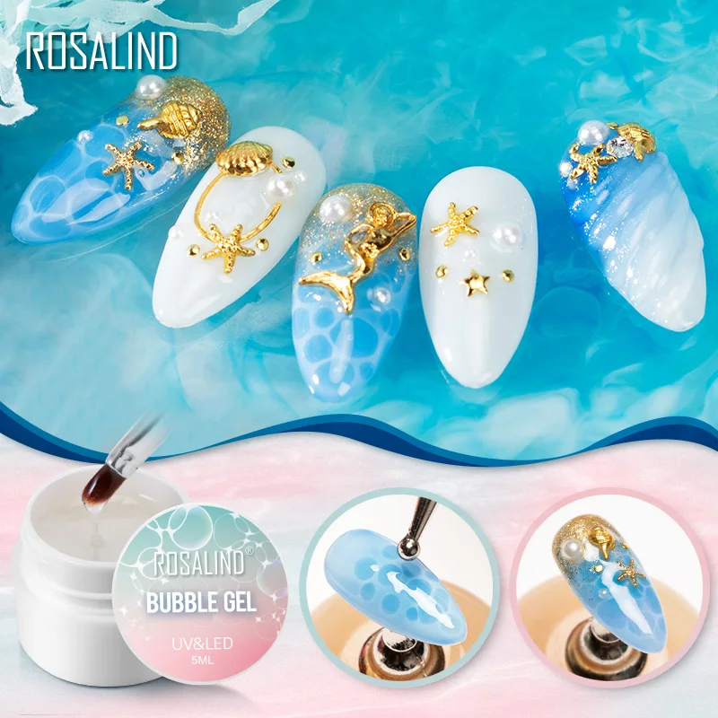 ROSALIND Blase Gel Nagellack Set Transparent Blühende Malerei Gel Lack Lack Top Basis für Nagel Design Maniküre Nagel Kunst