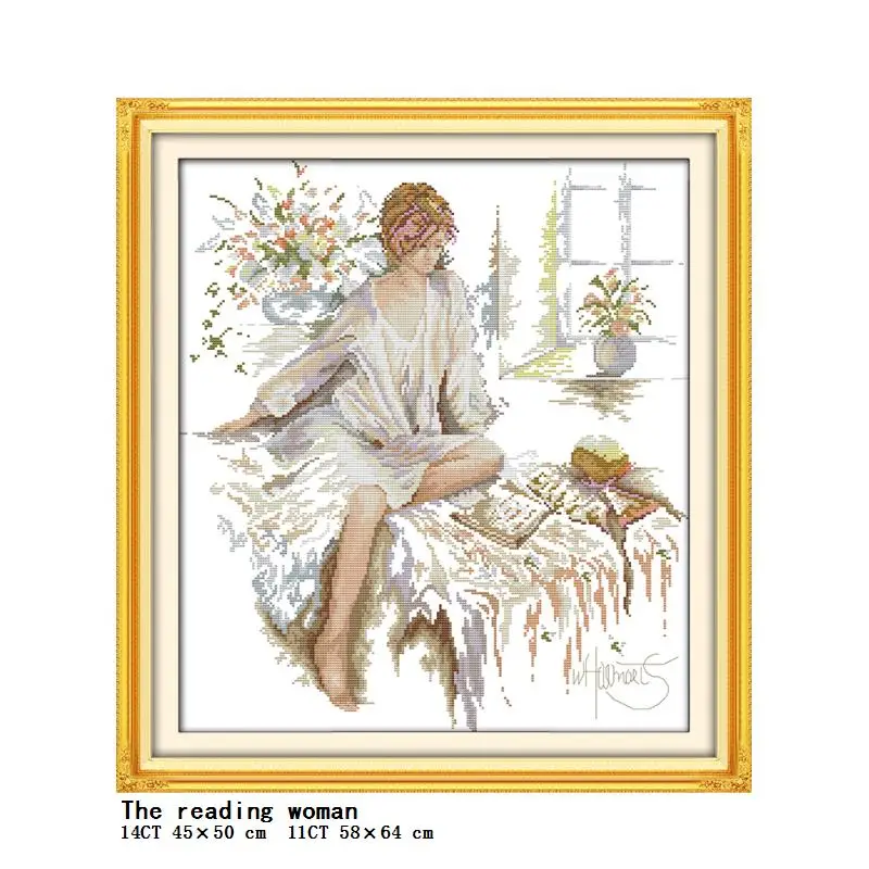 Pretty Girl Series Cross Stitch Kit DIY Character Pattern 14ct 11ct Count Print Canvas Needlework Embroidery Set Home Decoration