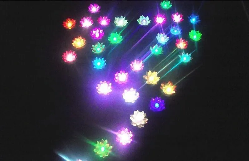 Imagem -03 - Nova Chegada Colorido Mudando Led Lâmpada de Lótus Flutuante Água Desejando Lanterna Artificial Seda Flor Vela Luzes 30 Peças