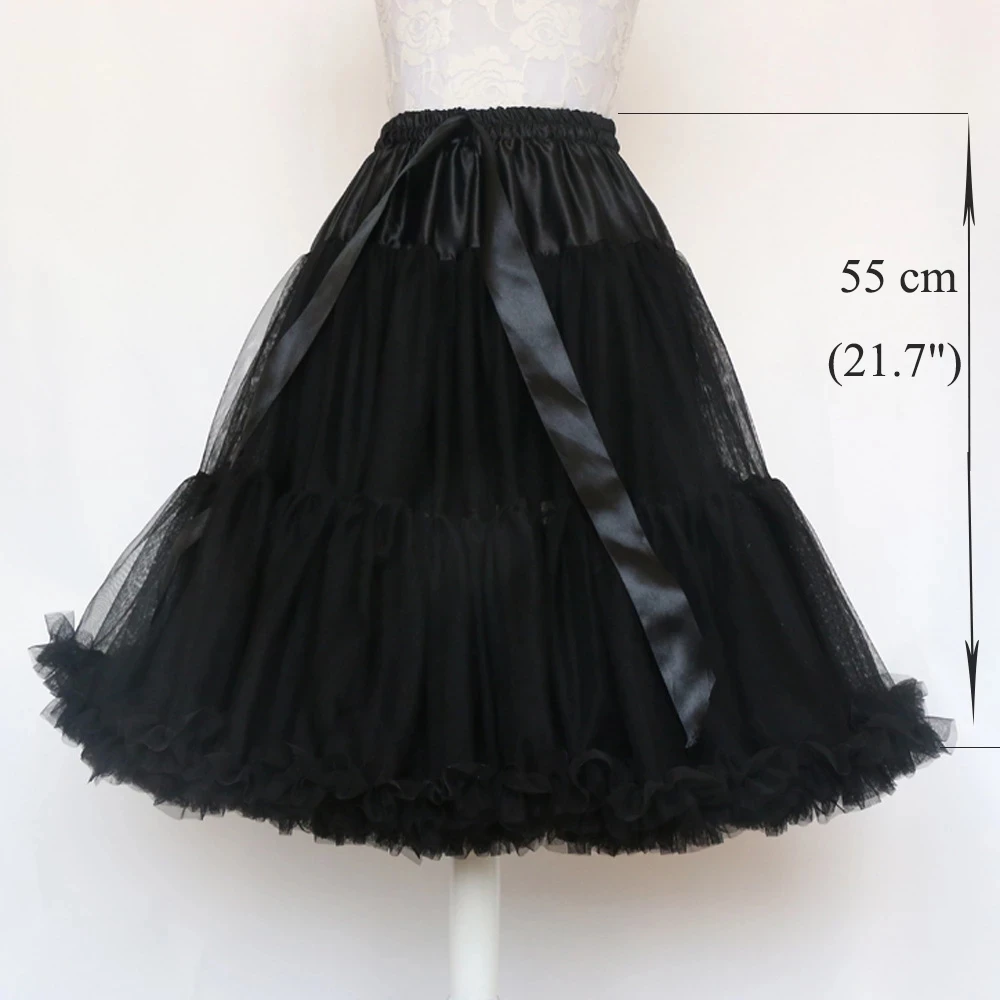 55CM Women's Lolita Ball Gown Underskirt Swing Short Petticoat Girl Cosplay Party Prom Dress Tulle Ballet Tutu Skirt Rockabilly