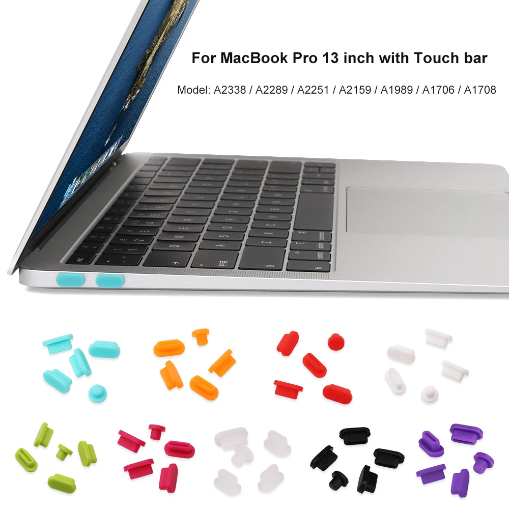 Silicone Anti-dust Plugs Protector for MacBook Pro 13 inch 2020 A2338 A2289 A2251 Touch bar Laptop Dust Plug Ports Case Cover