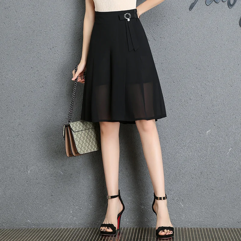 New Korean High Waist Shorts Skirts Womens Fashion Pleated Wide Leg Shorts Ladies Summer Casual Loose Half Long Office Shorts