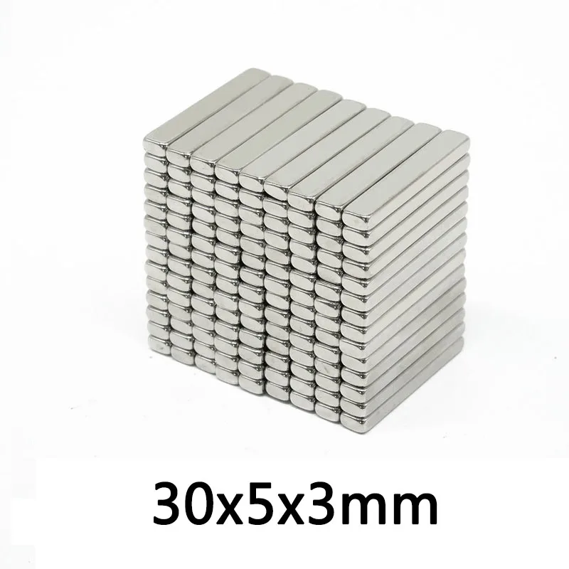 

30/50/100pcs Thin Quadrate Permanent Magnets Thickness 3mm Neodymium Magnet N35 NdFeB 30x5x3 mm Strong Magnetic Magnets 30*5*3mm