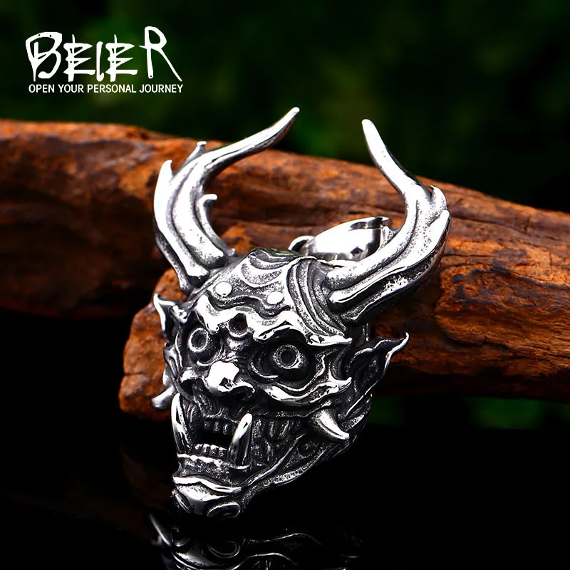 BEIER Updated Designs 316L Stainless Steel Prajna Evil Dragon Head Men Pendant Necklace Punk Animal High Quality Jewelry BP8-508