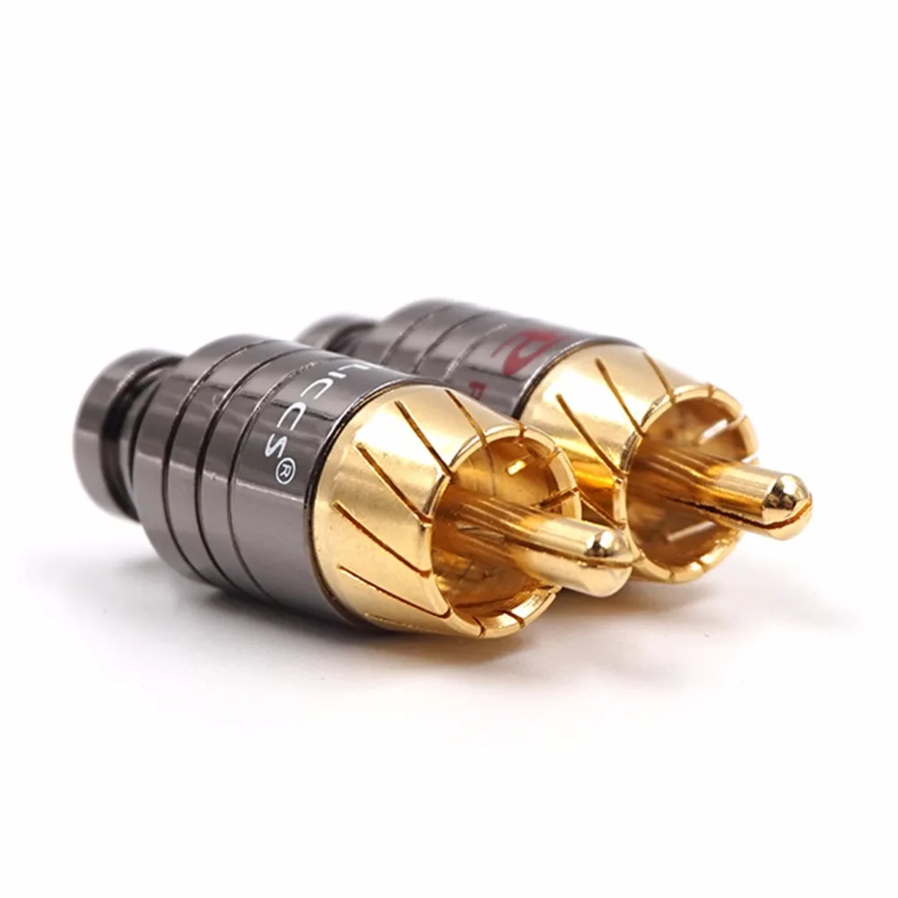 Thouliess 4pcs/Lot Copper RCA Plug Gold Plated Audio Video Adapter Connector HIFI Audio Video RCA Plug RCA Socket
