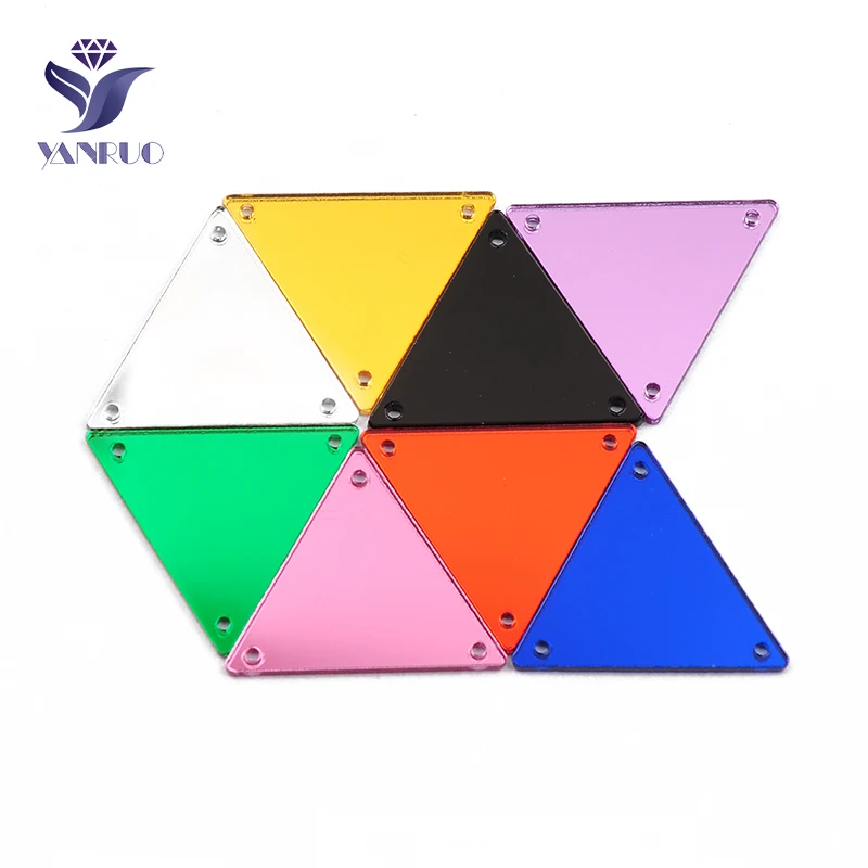 YANRUO Triangle Acrylic Mirror Sewing Rhinestones 30Pcs DIY Handicraft Stones Flat Back Strass Crystals For Decoration