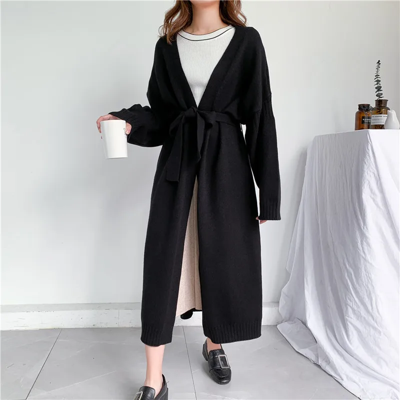 Low High Design Sweater Cardigan Women Jag Winter Coat Batwing Sleeve Knitted Long Cardigan Thick Overize Sweaters With Belt