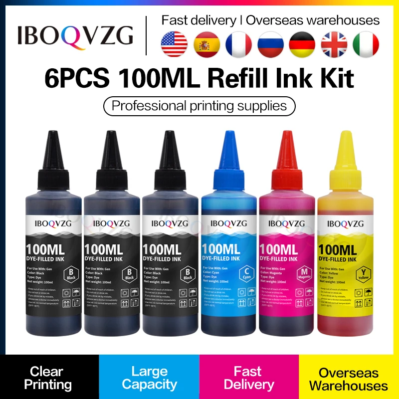 IBOQVZG 100ML uniwersalny zestaw do napełniania atramentem do Epson do Canon do drukarki atramentowej HP do drukarki atramentowej CISS