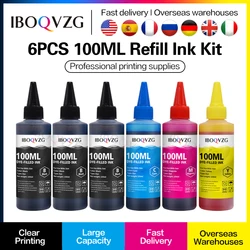 Kit de refil universal de tinta 100ml para impressora, tinta de cartucho ciss hp, epson, hp, brother, impressora jato de tinta