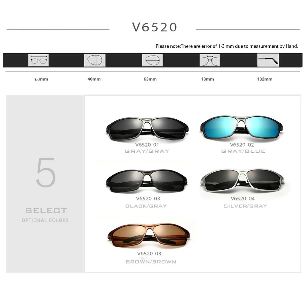 VEITHDIA Polarisierte Vintage-Sonnenbrille für Männer und Frauen, UV400, Sport, Outdoor, Fahren, Brillen, Fahrradbrille, Zubehör, männlich, 6520 – Detail 14