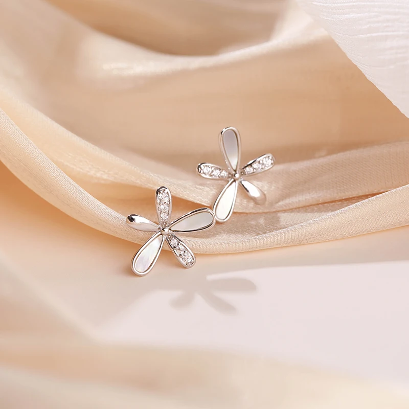 MIQIAO 925 Sterling Silver Gold-color Flower Stud Earrings For Women Zircon Sweet Jewelry Female Hypoallergenic Earrings 2020