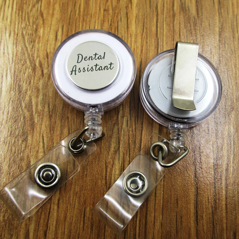 dental assistant ID Badge Reel gift for him/her friend family retractable recoil id badge holder work fun