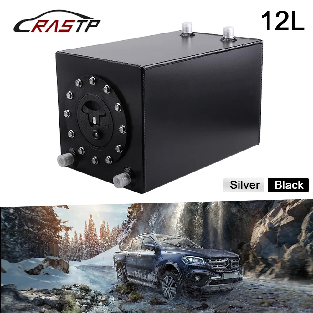 

RASTP-High Quality Aluminum 12L Fuel Surge Tank Mirror Polish Fuel Cell with Cap 3 Gallons RS-OCC038