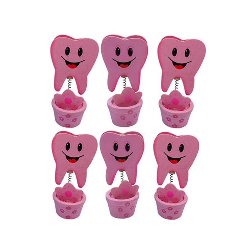 6pcs Creative Wood Dental Business Card Holder Tooth Shaped Display Message Card Stand Clip   Dentistry Decoration Dentist Gifts