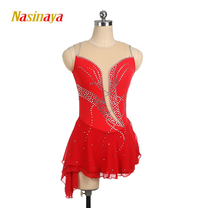 Figure Skating Dress Customization Competition Women's Children's Rhythmic Gymnastics Skirt Red Sleeveless Clothing