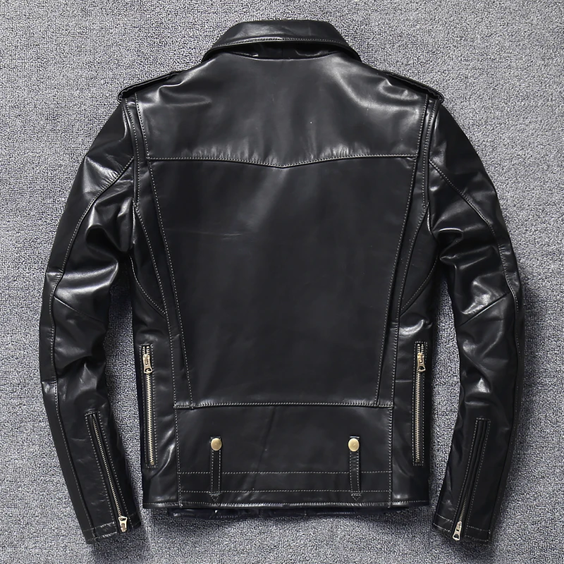 DHL free shipping Men\'s Vintage Black Horsehide Jacket 100% Genuine Leather Motorcycle Biker Jacket Brand Classic Warm Coat