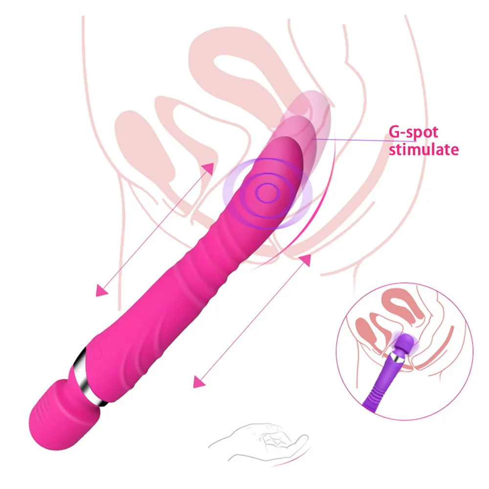 Heatable Stretch Dildos Vibrator For Woman G-Spot Sex Machine Rechargeable AV Magic Wand Massager Masturbator Adult Clit Sex Toy