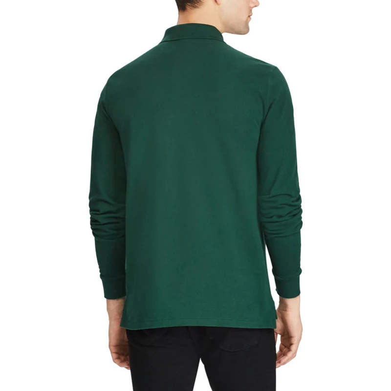 100% Cotton High Quality Men\'s Polo Shirts Solid Color Classic Casual Long Sleeve Polos Homme Fashion Men Clothing Lapel Tops
