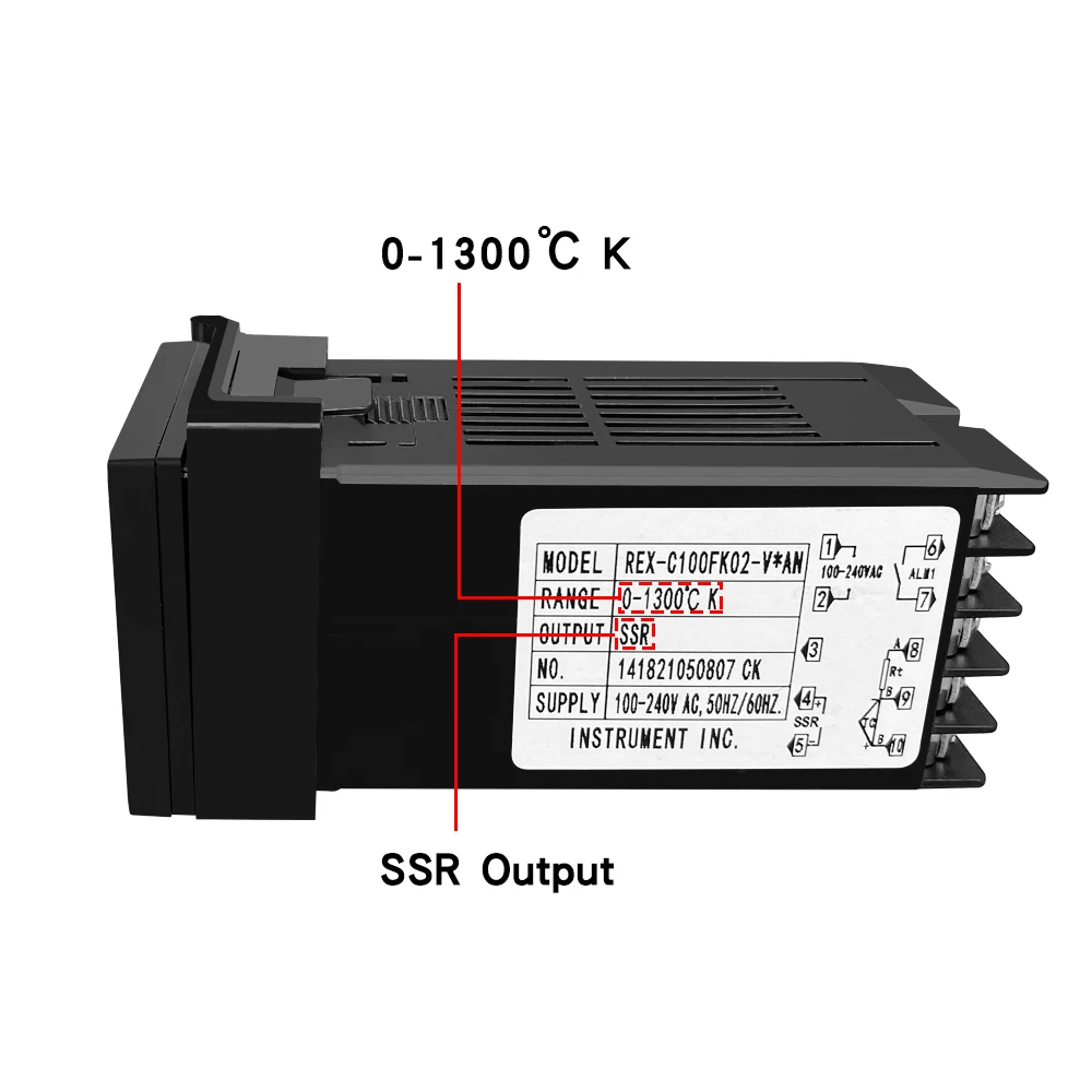 REX-C100 Digitaler PID-Temperaturregler Thermostat SSR-Ausgang Max.40A SSR-Relais K Thermoelementsonde Hohe Qualität – Detail 10