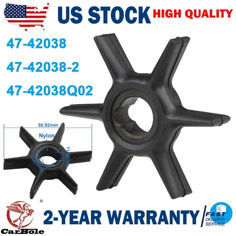 Water Pump Impeller For Mercury 6-15HP Force 9.9-15 hp 1998 47-42038 2 18-3062