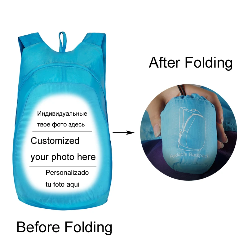 Customize the image Backpack Photo Printing Lightweight  Foldable diy bag  Men Women Backpack Travel Shopping Sport Bag pouch