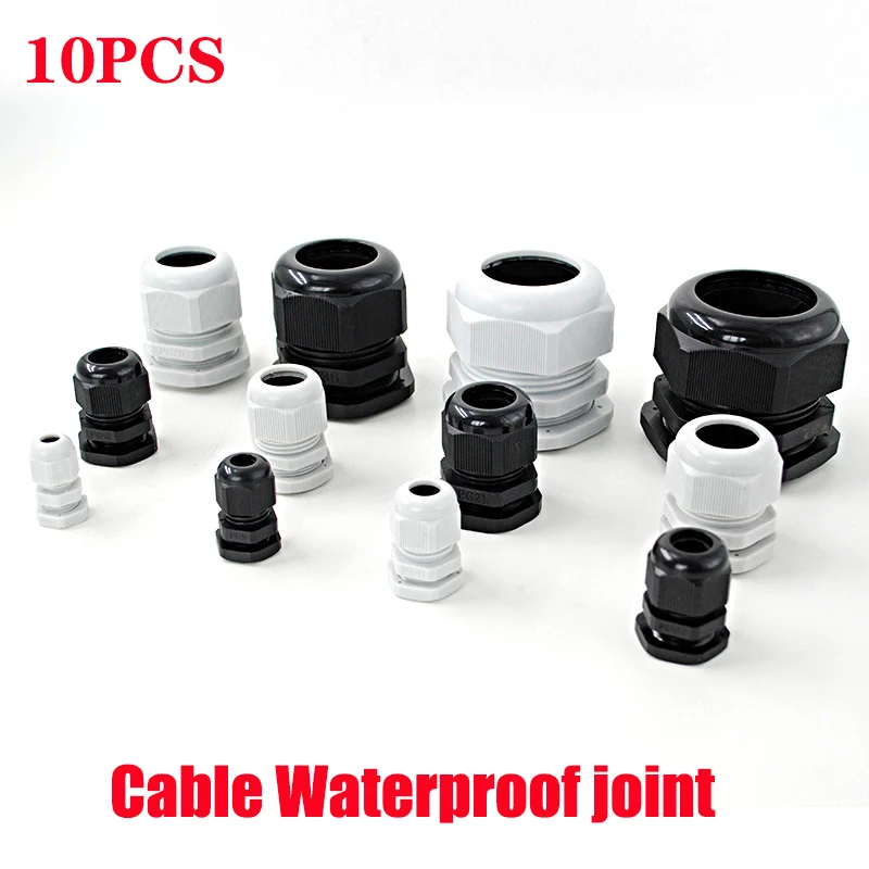 

Waterproof Cable Gland 10pcs Cable entry IP68 PG7 for 3-6.5mm PG9 PG11 PG13.5 PG16 PG19/21/ White Black Nylon Plastic Connector