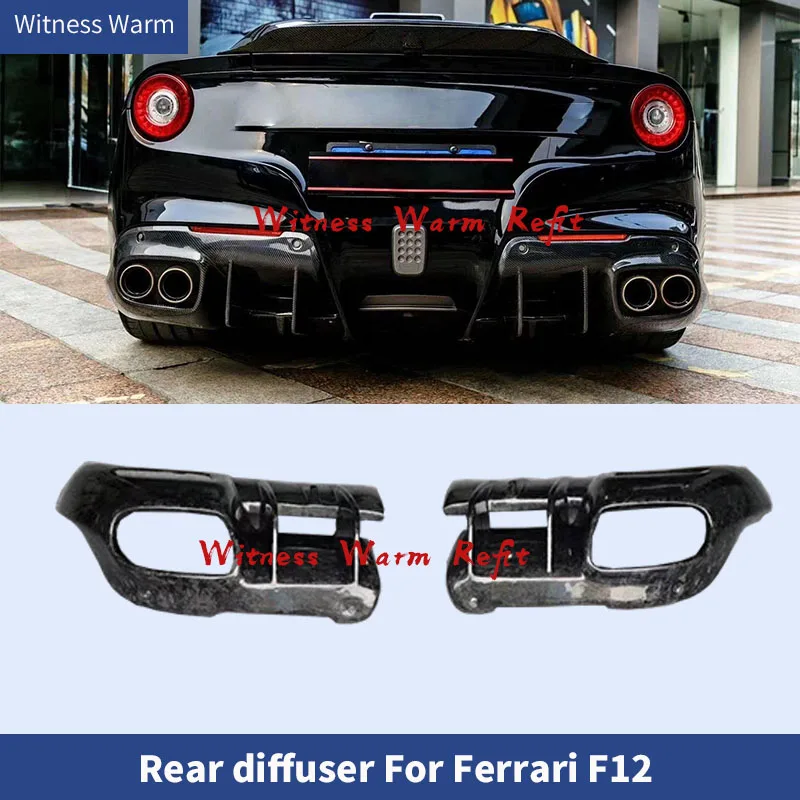 Forged Carbon Fiber 2 PCS/Set Rear Diffuser For Ferrari F12 Berlinetta 2013-2016 Rear Bumper Aprons Side Splitter DMC Style