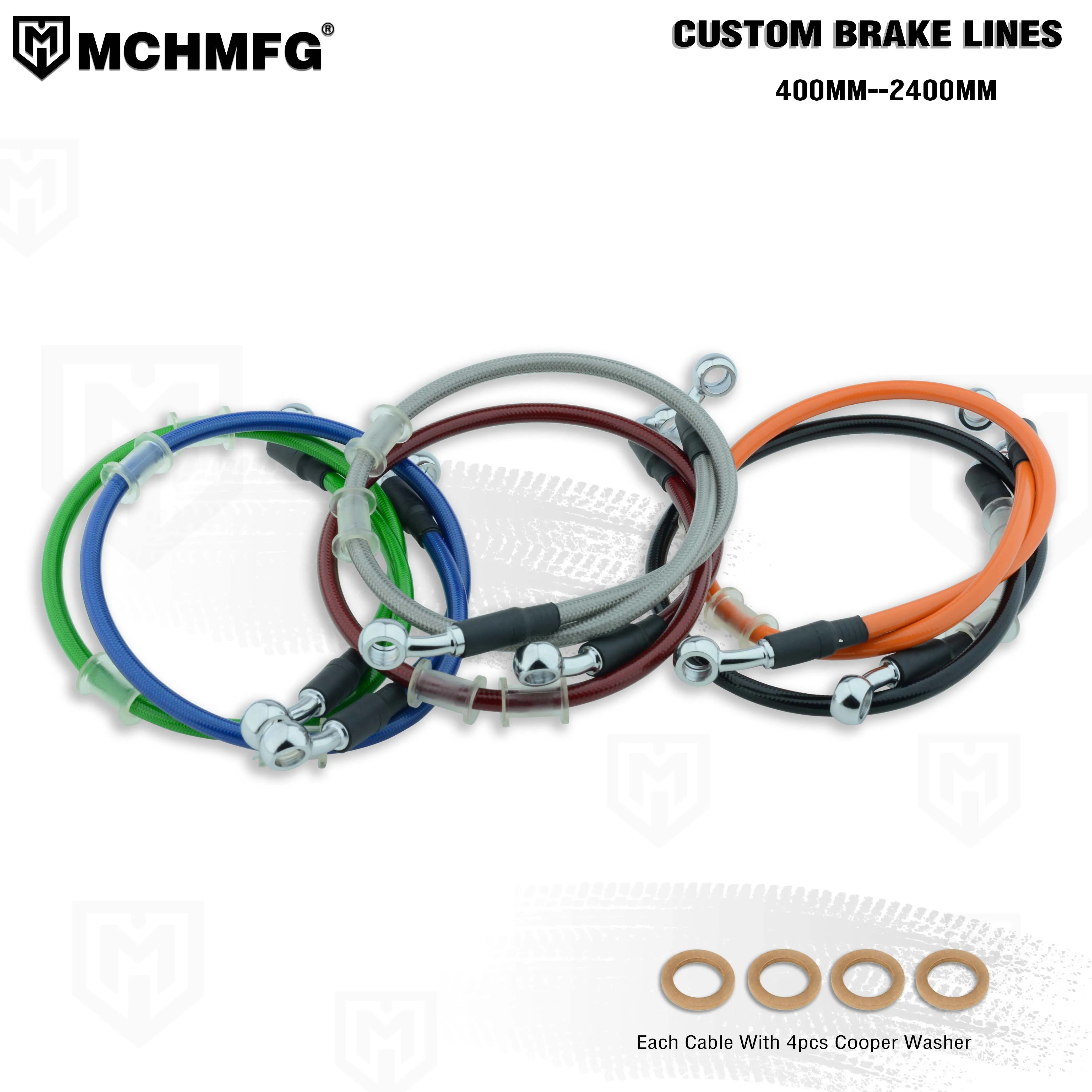 MCH Braided Brake Hose Moto M10 Banjo 28 90 Degrees Motorcycle ATV Hydraulic Clutch DOT Flexible Tube Line Oil Hose 400 2400mm