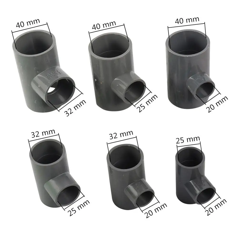 20mm 25mm 32mm 40mm PVC Reducing Tee Connector Garden Irrigation Water Pipe Joint Aquarium Tank Fittings Bathroom DIY Tools