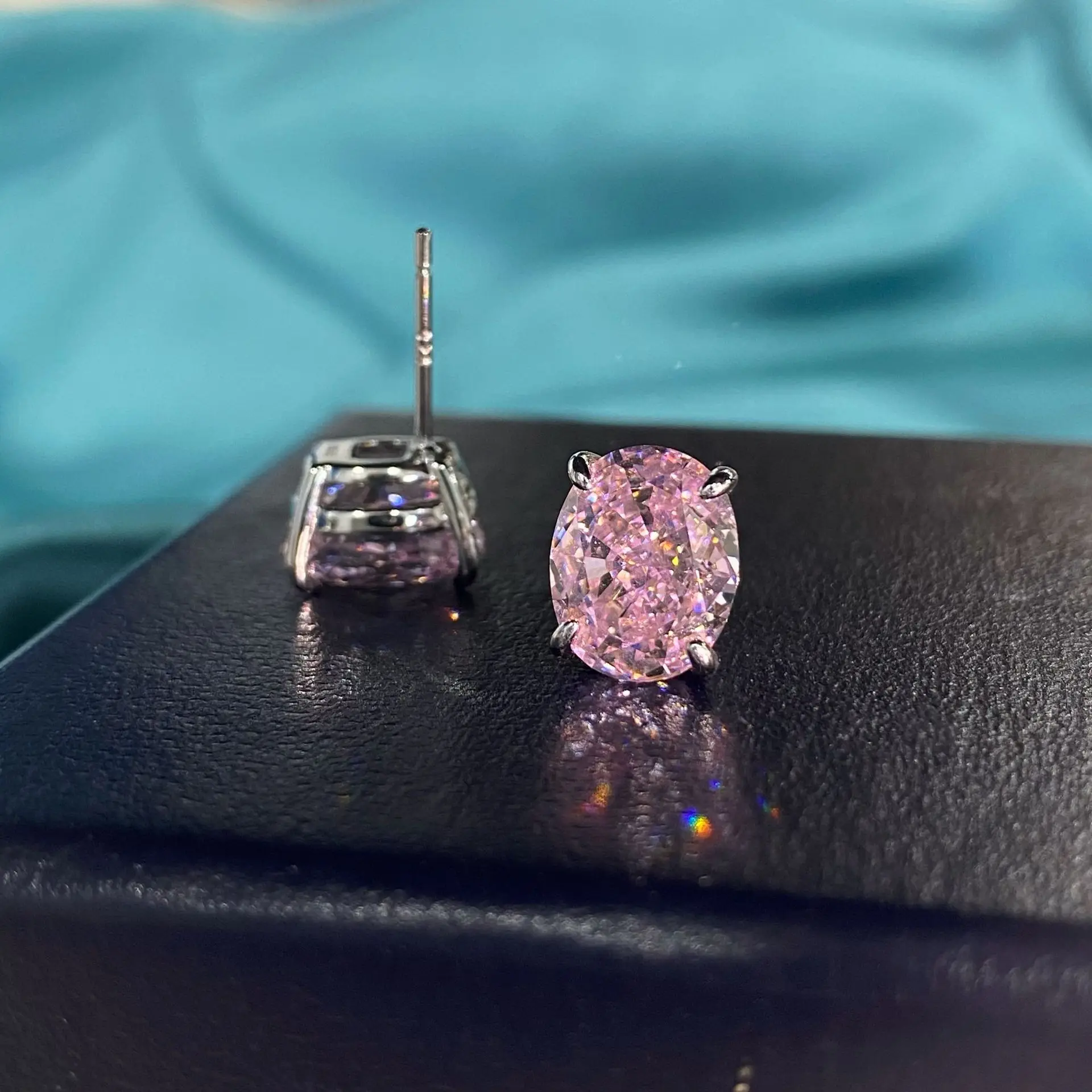 Oval 3ct Moissanite  Topaz Stud Earring 100% Real 925 sterling silver Jewelry Engagement Wedding Earrings for Women Bridal