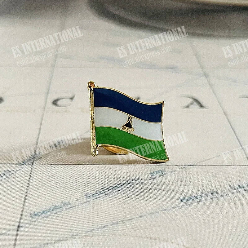 Lesotho National Flag Lapel Pins Crystal Epoxy Metal Enamel Badge Paint Brooch Souvenir Suit  Personality  Commemorative  Gifts