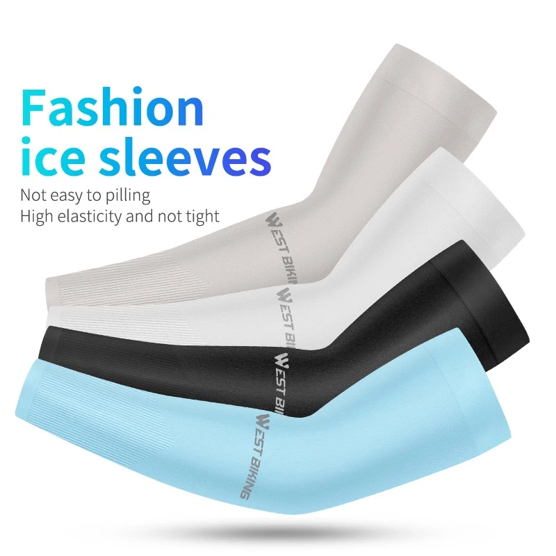 Ice Silk Sport Arm Sleeves Cycling Arm Sleeves Cover UV Protection Outdoor Running Basketball Summer Sunscreen Riding Sleeves