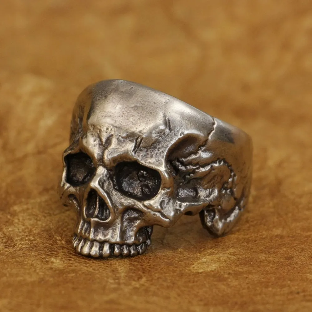 High Details Cupronickel Skull Ring Mens Biker Rock Punk Jewelry CP135 US Size 7~15