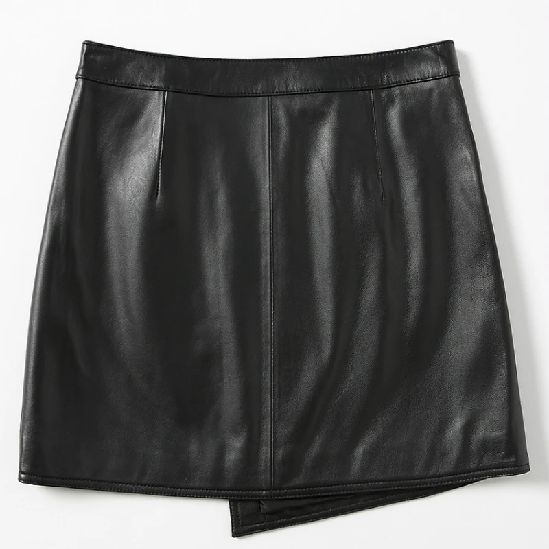 

Spring Genuine Leather Skirts Womens Real Sheepskin Mini Skirt Korean Sutumn Black Skirt Faldas Mujer Moda 2020 LWL1603