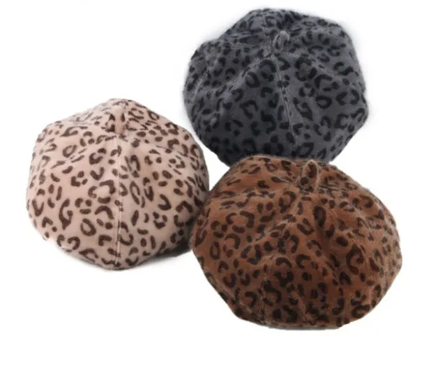 Fashion Leopard Baby Hat for Girls Autumn Winter Baby Girl Hat Toddler Vintage Print Kids Beret Cap Baby Accessories 1 PC