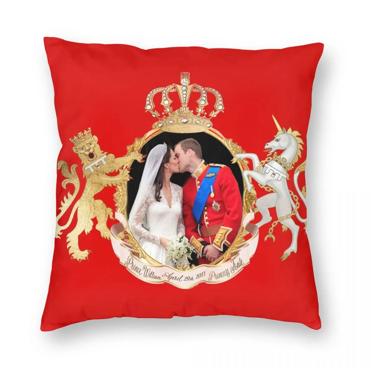 

The Kiss Of Prince William And Kate Square Pillowcase Polyester Linen Velvet Creative Zip Decor Home Cushion Cover 45x45