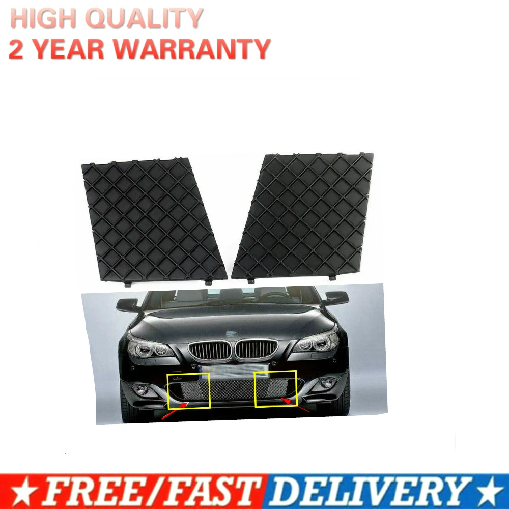 Black Left+Right Car Front Bumper Lower Mesh Grill Plate Trim Cover For BMW E60 E61 M Sport 51117897186 51117897184 Bumper Cover