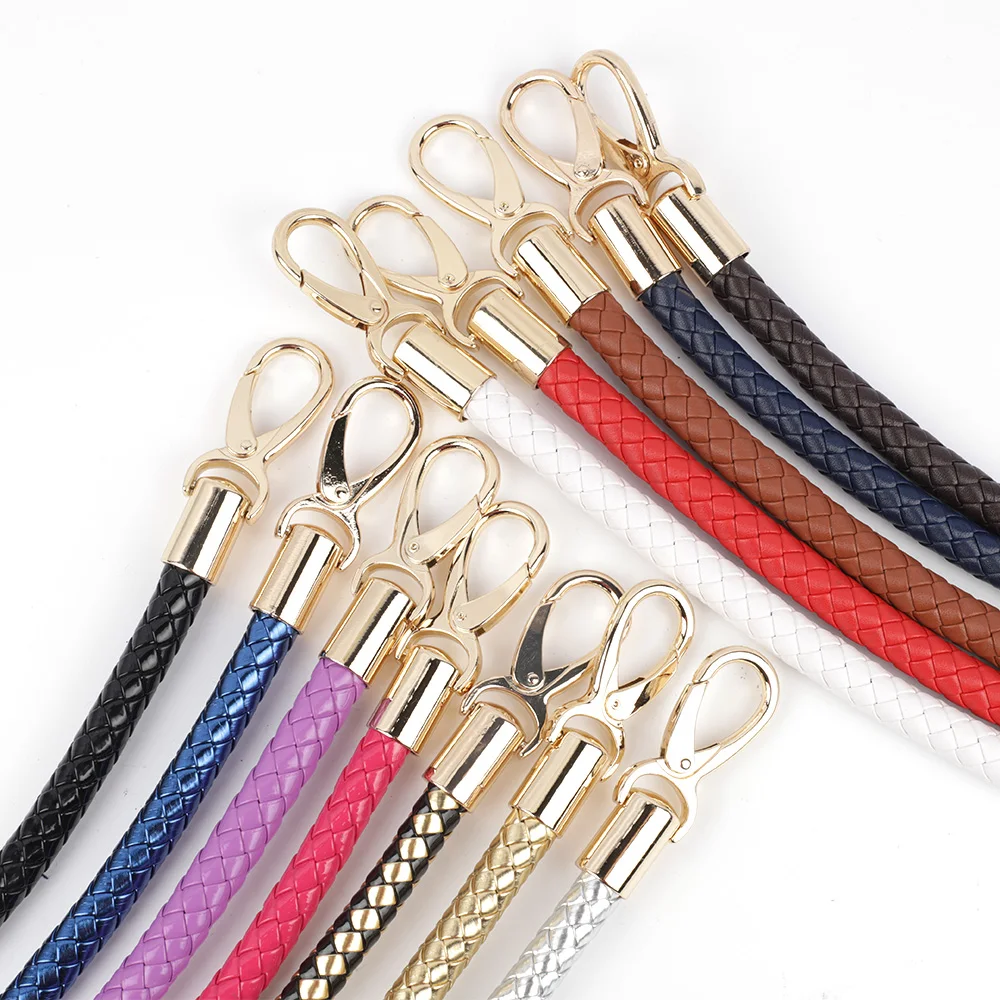 2pcs High Quality PU Leather Handbag Handles Handmade Alloy Metal Bag DIY Accessories Braided Rope Bag Shoulder Bag Strap KZ0346