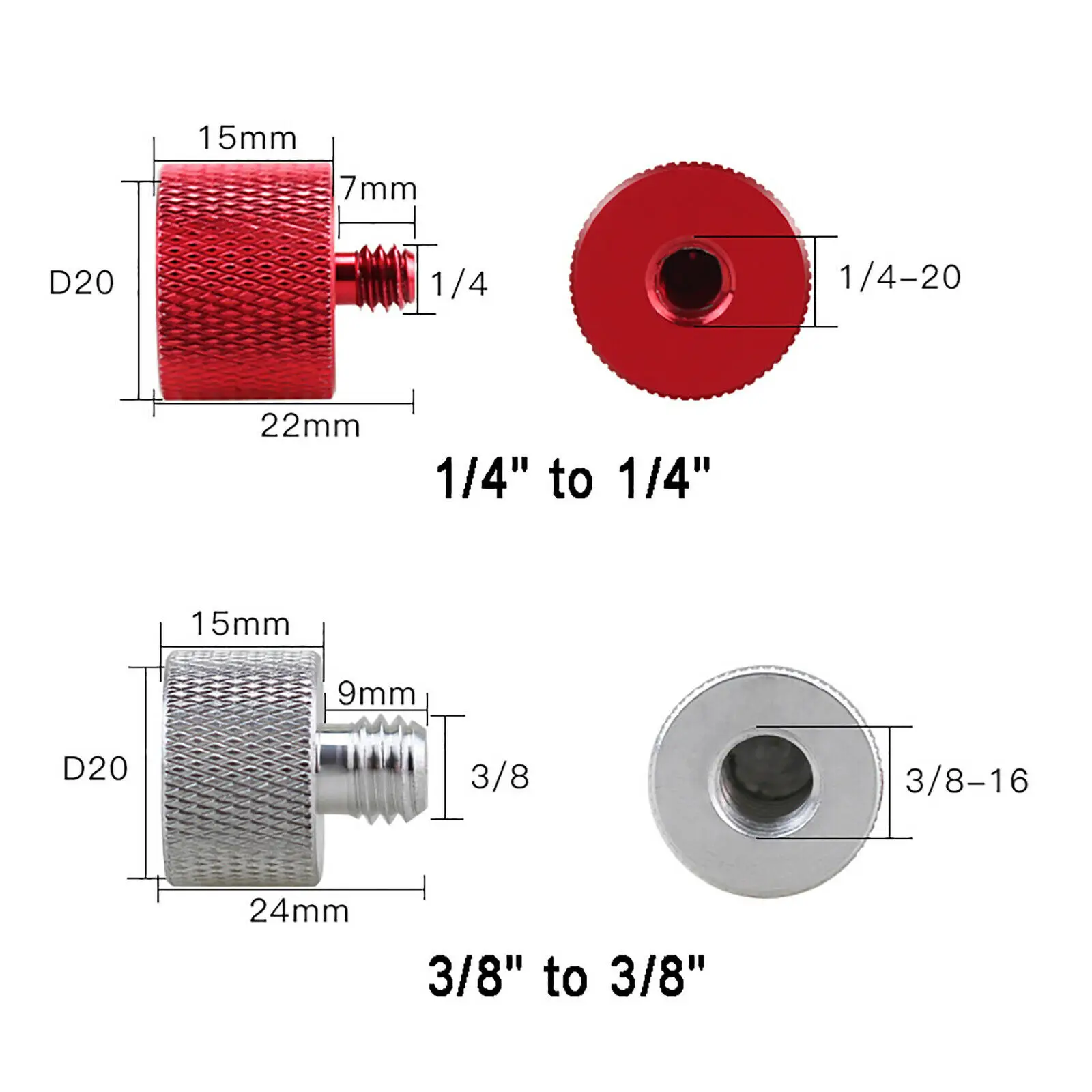 1 шт. 3/8 "1/4" 1/4 "-3/8" женский и мужской конверсионный винт латунь алюминиевый адаптер для штатива для камеры винты гайки