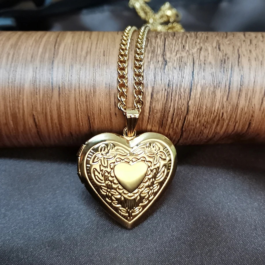 

35+5cm Stainless Steel Heart Shaped Friend Photo Picture Frame Locket Pendant Choker Necklace Romantic Fashion Jewelry Gift