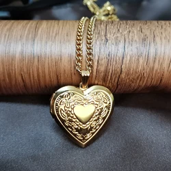 35+5cm Stainless Steel Heart Shaped Friend Photo Picture Frame Locket Pendant Choker Necklace Romantic Fashion Jewelry Gift