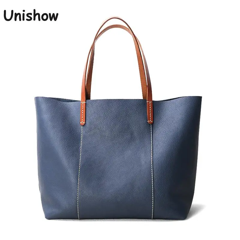 Luxury Genuine Leather Women Totes Bag Large Capacity Lady Handbag Simple Business Women Working Bag Cow Leather Shoulder Bags