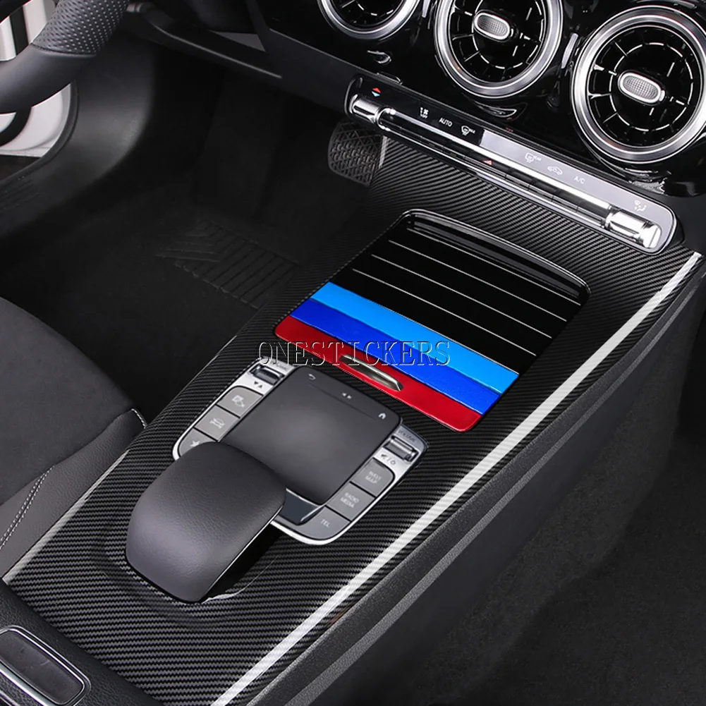 For Mercedes Benz A CLA Class W177 V177 C118 W118 AMG A35 A45 2019-2021 Car Center Console Storage Box Switch Trim Strip Sticker