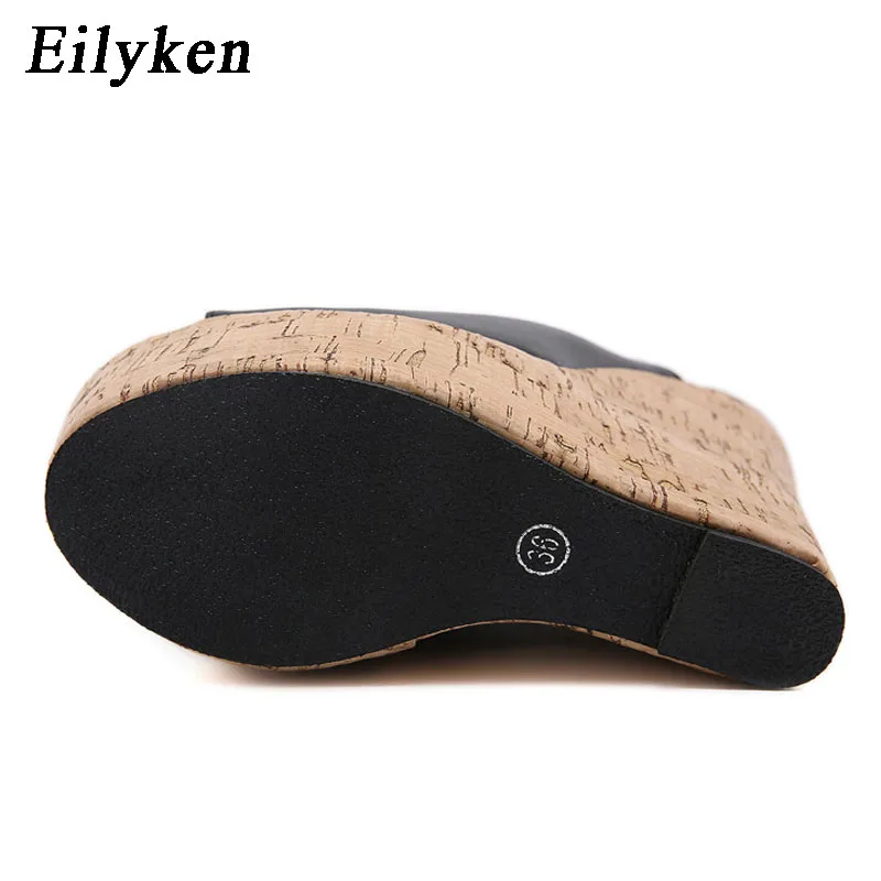 Eilyken New Fashion Peep Toe Platform Wedge Slippers Woman Sexy Super High Heels  Sandals Mules Summer  Shoes Size 35-42